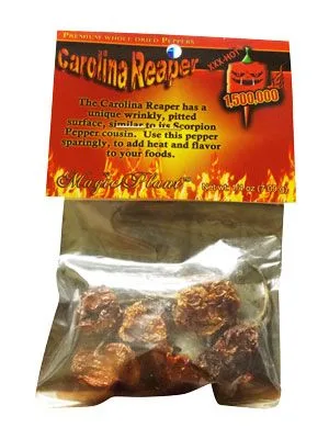 Dried Whole Carolina Reaper Pods, .25oz.