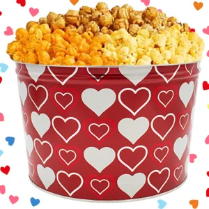 2 Gallon – Hearts – Popcorn Tin