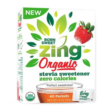 Born Sweet Organic Zing Stevia Sweetener, 40 Packets