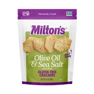 Milton’s – Cracker Gluten-Free Olive Oil Sea Salt, 4.5 oz | Pack of 12