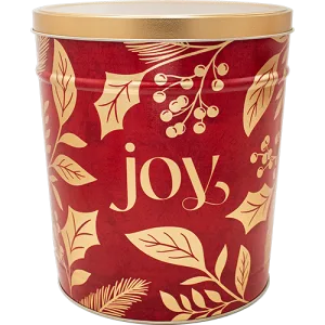 3.5 Gal Red & Gold JOY Gourmet Popcorn Tin Can