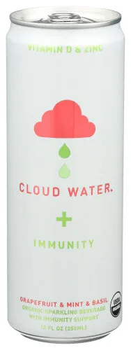 Cloud Water – Immunity Water Organic Sparkling Mint Grapesfruit Basil,