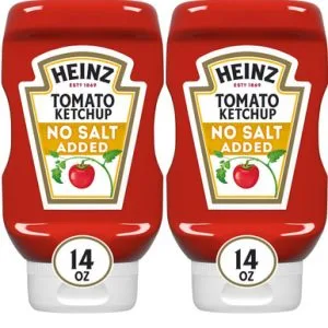 Heinz No Salt Added Tomato Ketchup, 14 oz (Pack of 2)