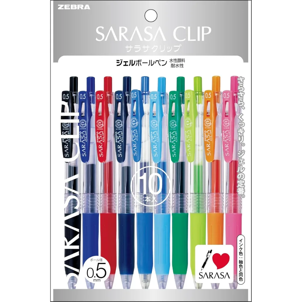 Zebra Sarasa Clip 0.5mm Gel Pens 10 Color Set – Made in JAPAN – Tokyo Sakura Mall