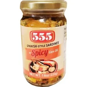 555 – Spanish Style Sardines in Spicy Corn Oil – 220 G