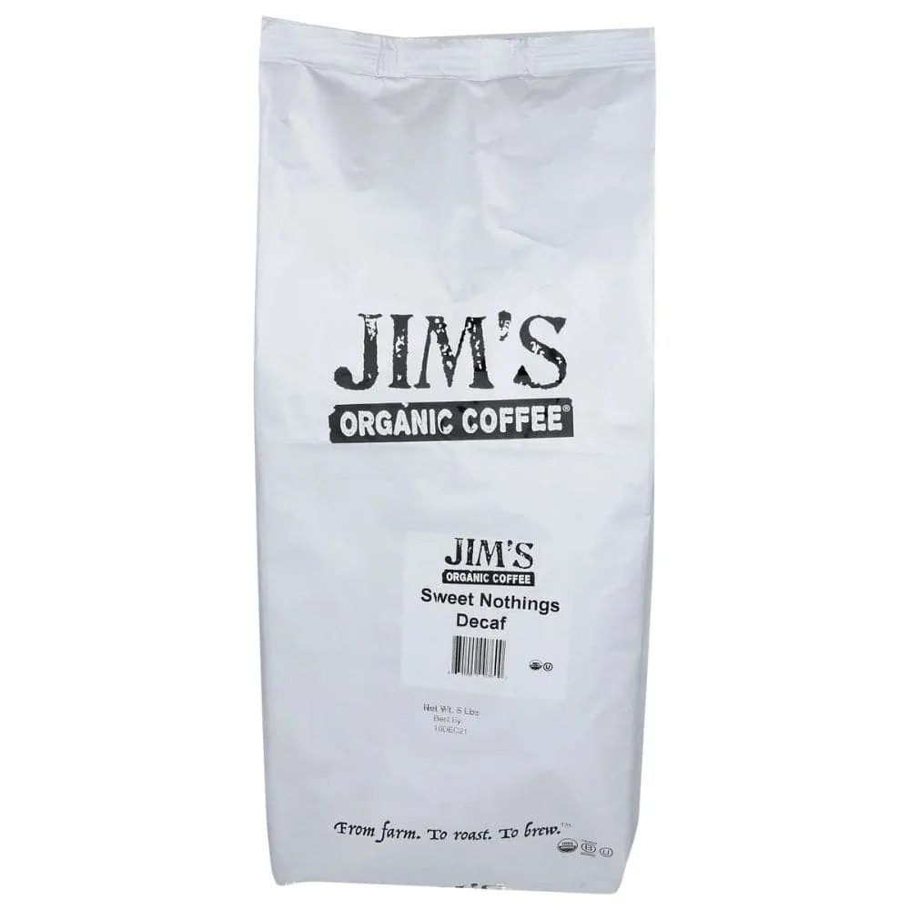 Jim’s Organic – Medium Light Roast Decaffeinated Whole Bean Sweet Noth