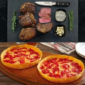 4 Gibson’s 12oz. GGA Bone-In Filets & 2 Lou’s Pizzas