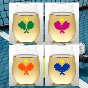PICKLEBALL Shatterproof Wine Glasses: 4pk