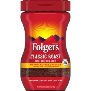 Folgers Instant Coffee Crystals, Classic Roast, 16 oz