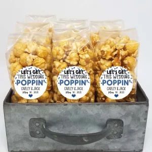 “Get this Wedding Poppin” Navy and Silver – Wedding Popcorn Favors