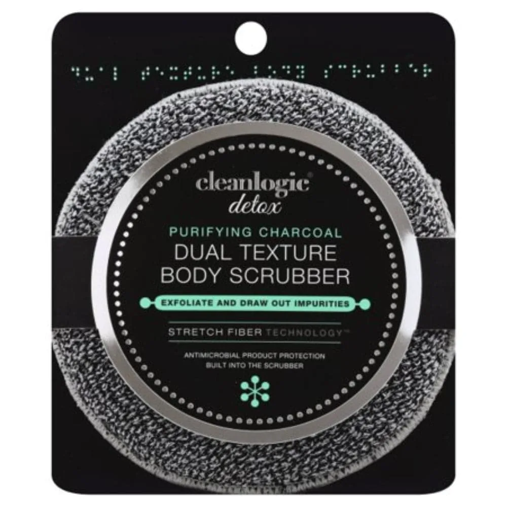 Cleanlogic – Detoxify Dual-Texture Body Exfoliator Scrubber, 1 Each