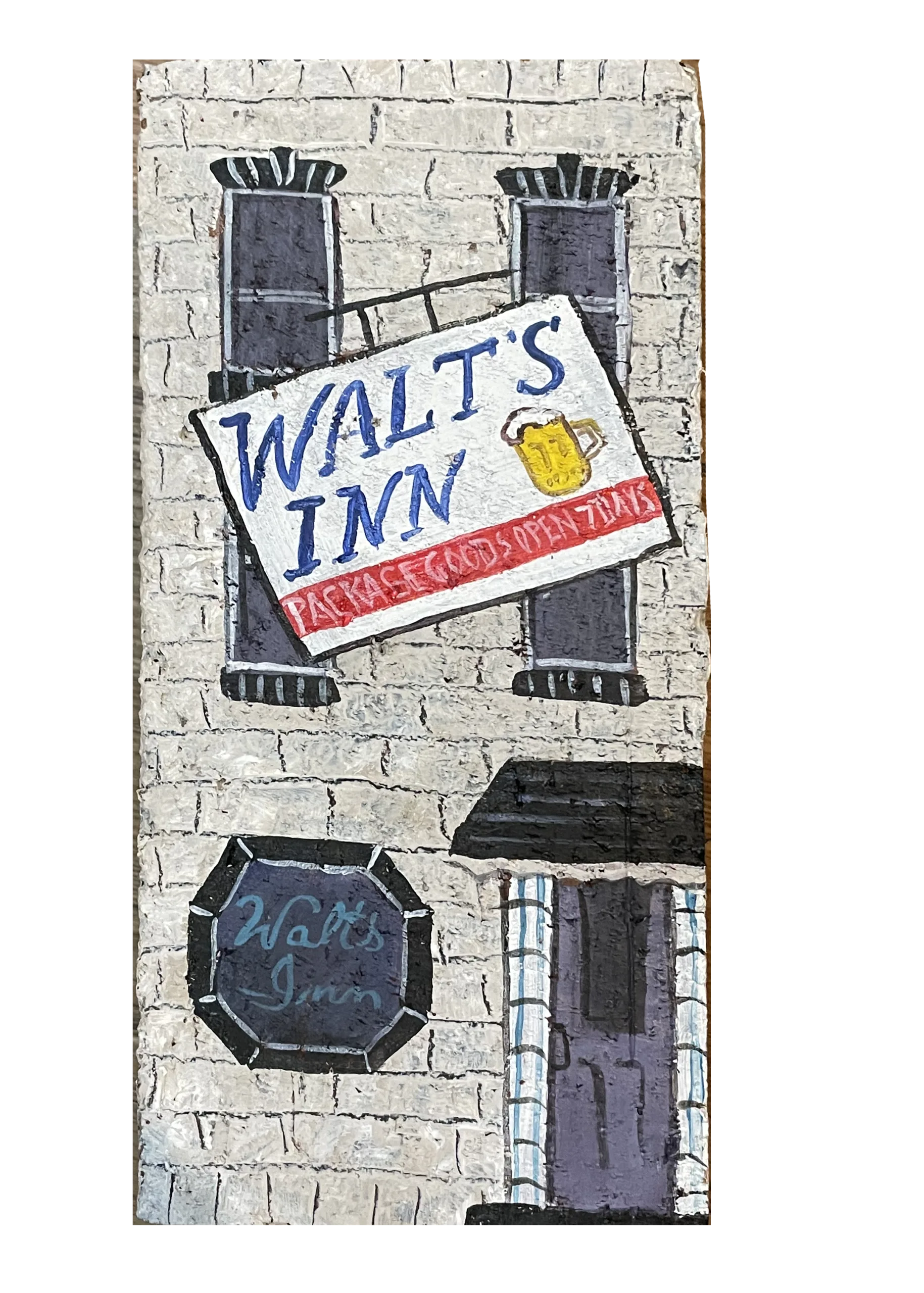 Linda Amtmann Hand Painted Brick- Walt’s Inn