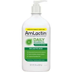 AmLactin Daily Nourishing Body Lotion, 12% Lactic Acid, Fragrance-Free, 20 oz