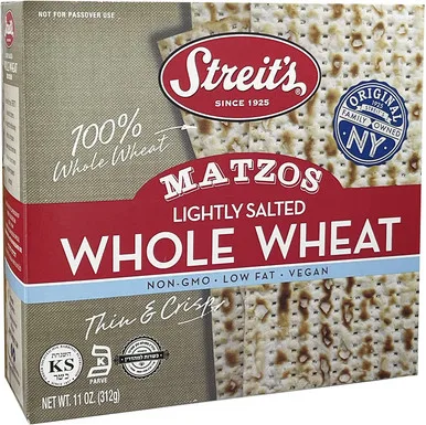 Streit’s Whole Wheat Lightly Salted Matzos, 11 Ounce