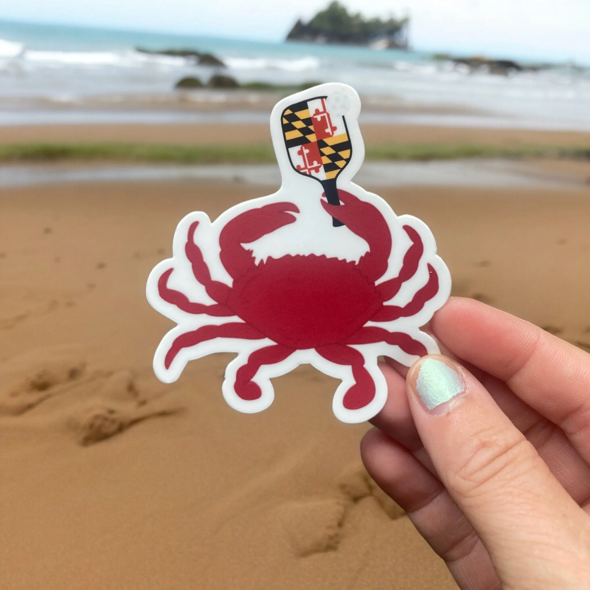 the letters mdn – Maryland Crab Pickle Ball Vinyl Sticker