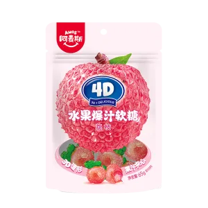 Amos 4D Lychee Gummy Candy 65g
