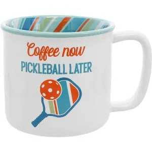 “Coffee Now, Pickleball Later” 18 oz Stoneware Mug – Fun for Picklebal