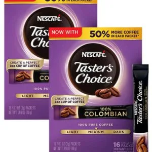 Nescafe Taster’s Choice Colombian Instant Coffee, 16 Packets (Pack of 2)