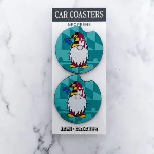 Jami Creates – Teal Maryland Gnome Car Coasters