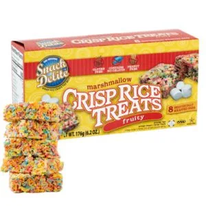 Snack Delite Fruity Pebbles Marshmallow Crisp Rice Treats, Gluten Free, Individually Wrapped, 8 Count