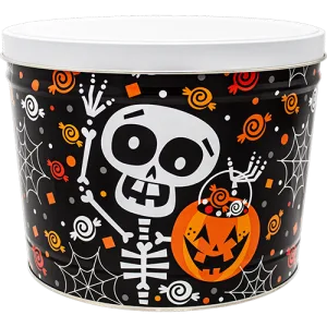 2 Gal Spooky Skeleton Halloween Popcorn Tin