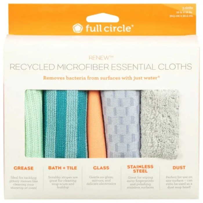 Full Circle Home – Recycled Microfiber Essential Cloth, 5 Piece (Pack