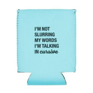 About Face Designs | Talking in Cursive Koozie