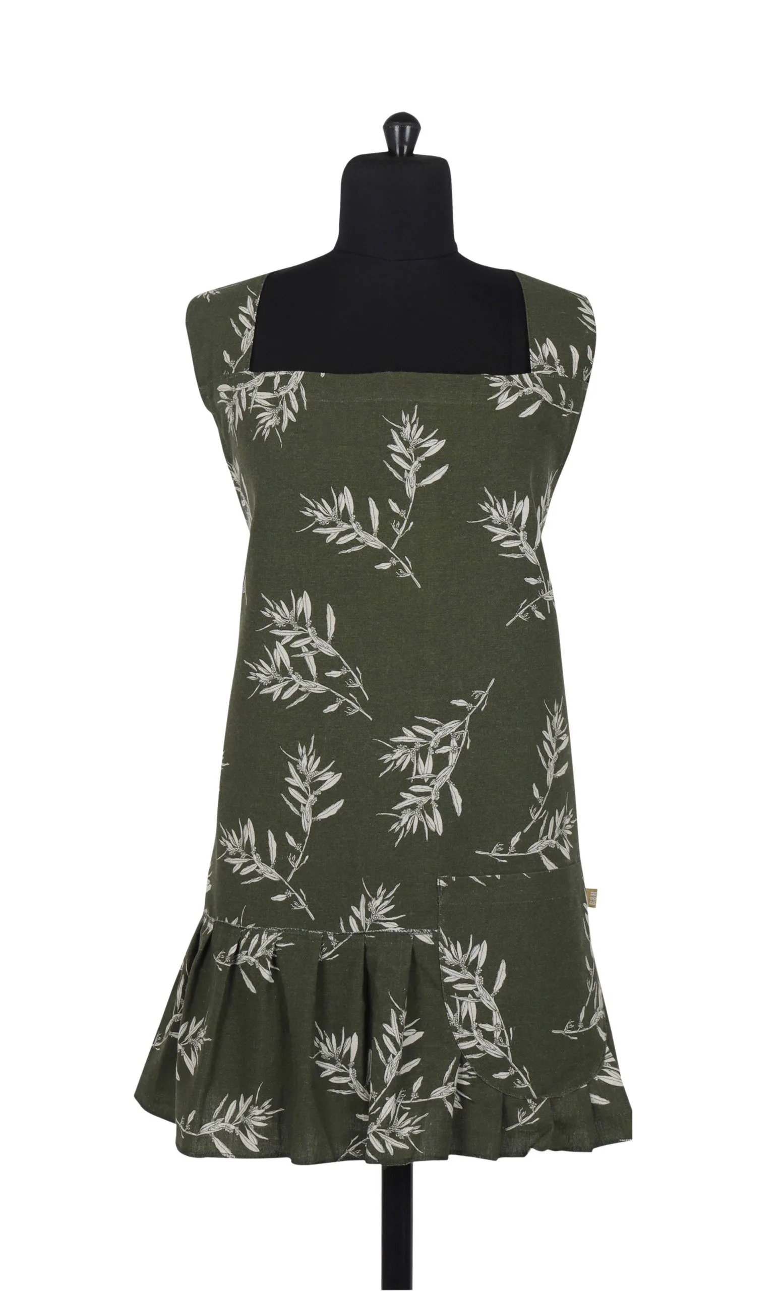 Raine & Humble – Apron Ruffled Pinafore Olives Green