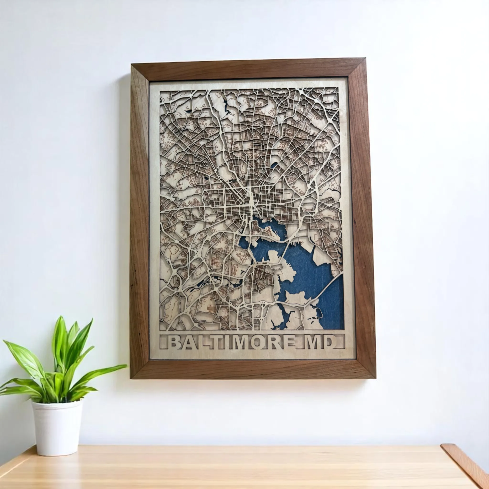 Large Frame Grid Map- Baltimore